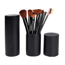 Set of makeup brushes, in tube, black, 12 pcs. Delivered