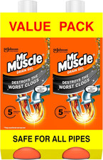 Drain Unblocker Liquid (2 X 1L), Sink & Drain Cleaner, Strong & Fast Acting Heav