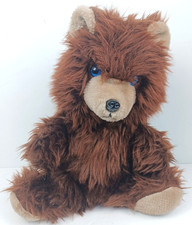 Vtg Superior Toy And Novelty Inc Plush Stuffed Shaggy Brown Bear Sitting 15 1/2"