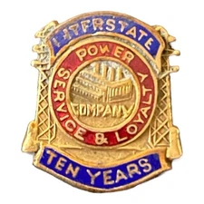 Interstate Company 10 Year Service Award Lapel Pin Employee Power Service Loyal