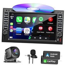 Double Din Car Stereo Radio With CD/DVD Player, Voice Control Carplay  Style A