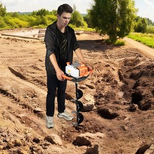 71CC 2 Stroke Post Hole Digger Gas Power Earth Auger Fence Drill w/4",6",8" Bits