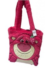 Disney parks soft plush fluffy Lotso bear tote bag strawberry charm CUTE NWT