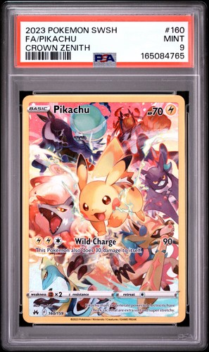2023 POKEMON SWORD & SHIELD CROWN ZENITH #160 FULL ART/PIKACHU PSA 9