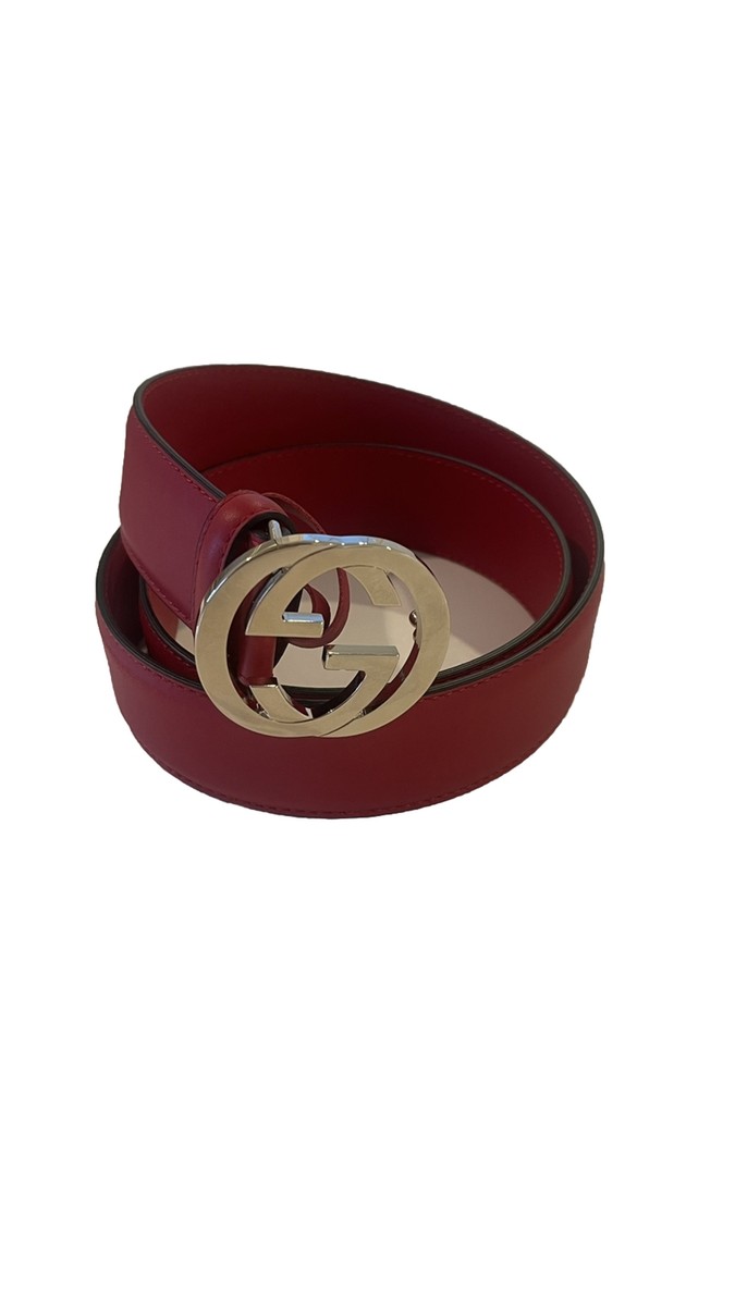 Authentic GUCCI Red Glossy Leather Gold Interlocking G  display picture 2