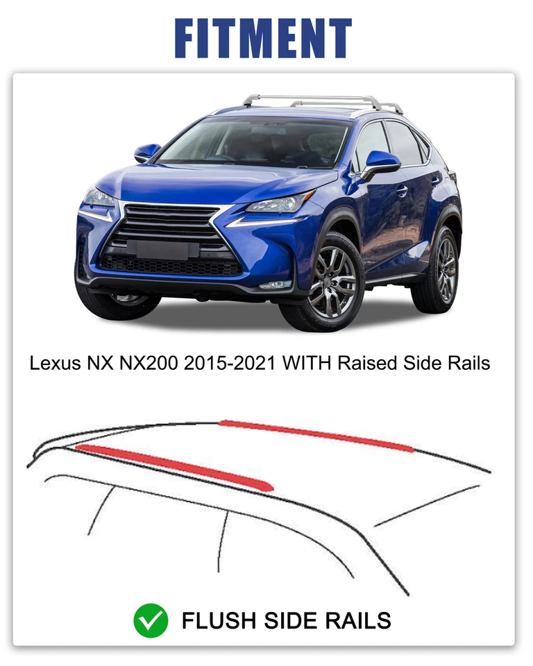 Barra transversal para equipaje portaequipajes de riel de techo Lexus NX200 NX200t NX300 NX300 2015-2021 Foto 2 de 4