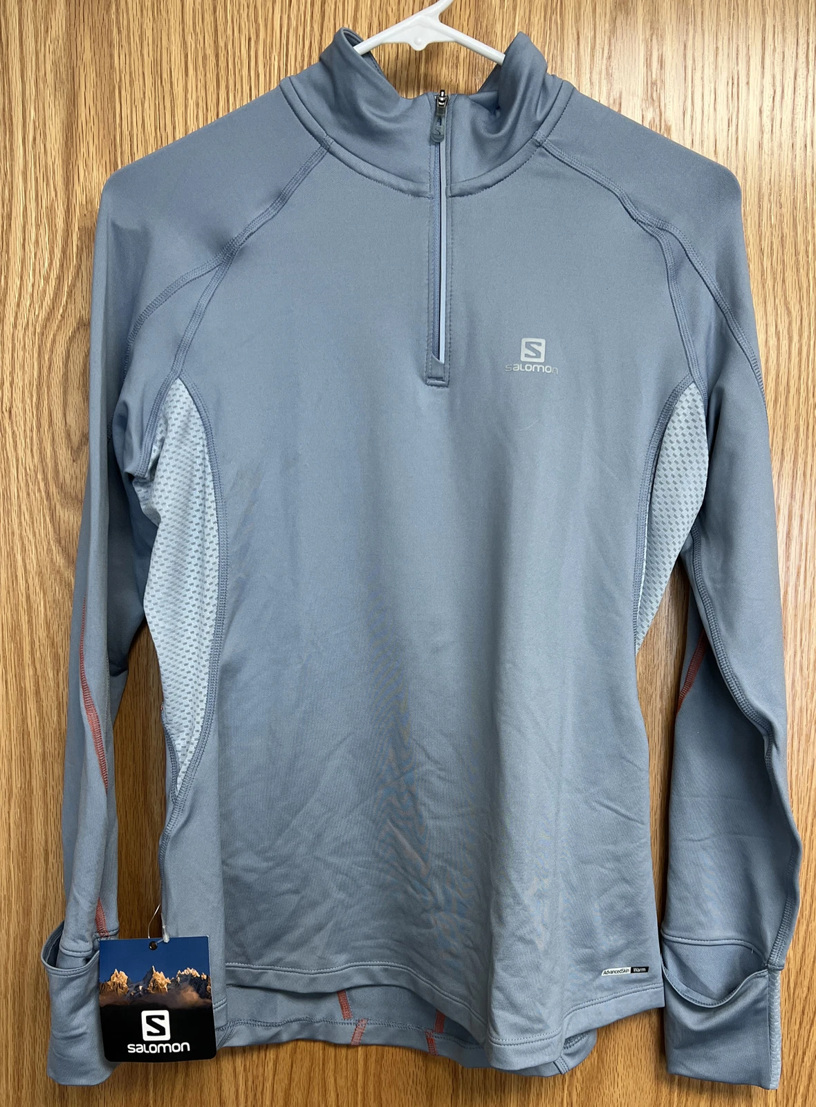 New Salomon "TRAIL RUNNER WARM LONG SLEEVE 1/4 ZIP" Women's Medium Shirt Hiking