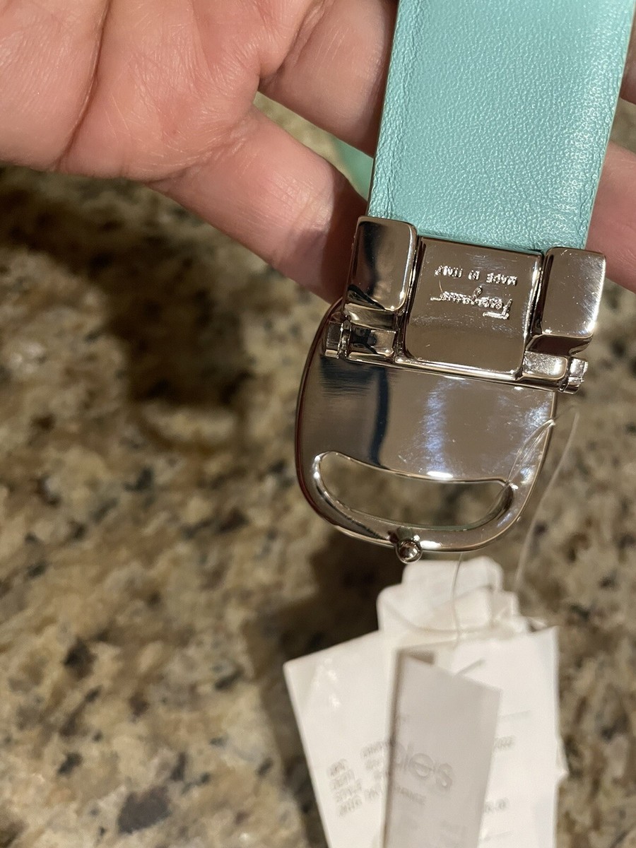 SALVATORE FERRAGAMO smooth LEATHER BELT SILVER BUCKLE  display picture 3