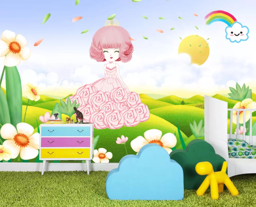 3D Cute Pink Princess 10394NA Wallpaper Wall Mural Removable Self-adhesive Fay