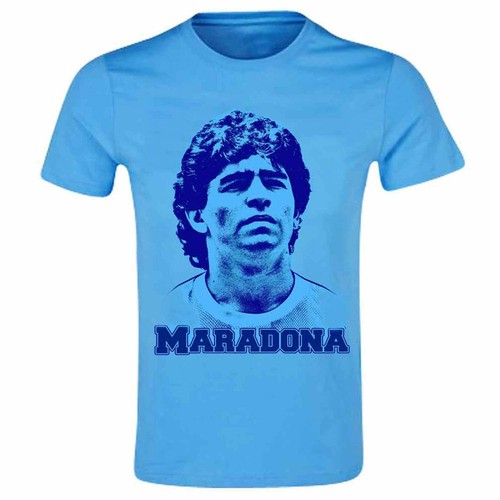 T-shirt Diego Maradona – Argentine, Naples & Boca Juniors – 100% Coton – Bleu Ciel