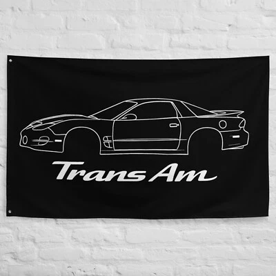 RACING ROOTS 2002 Trans Am WS6 Wall Flag – Fourth Gen Muscle Car Outline Banner for Garage