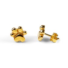 Paw Print Stud Earrings in Sterling Silver with 24ct Gold Gift for Dog Lovers