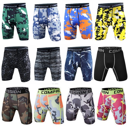 Men Compression Workout Shorts Gym 