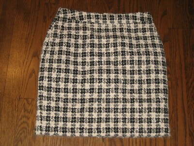 womens Gestuz size 36 skirt pockets lined 20% wool black white 4 6
