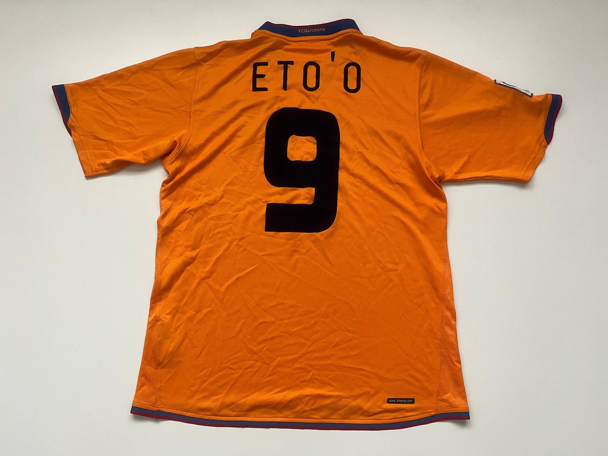 NIKE 2006-08 FC BARCELONA AWAY SHIRT ORANGE ETO'O RARE