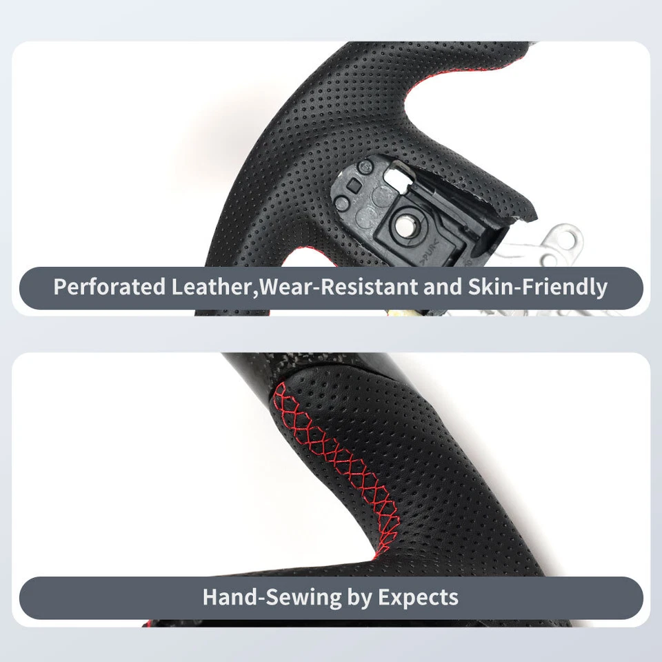 Volante deportivo de fibra de carbono para Dodge Ram 1500 2019-2024 con calefacción Foto 3 de 4