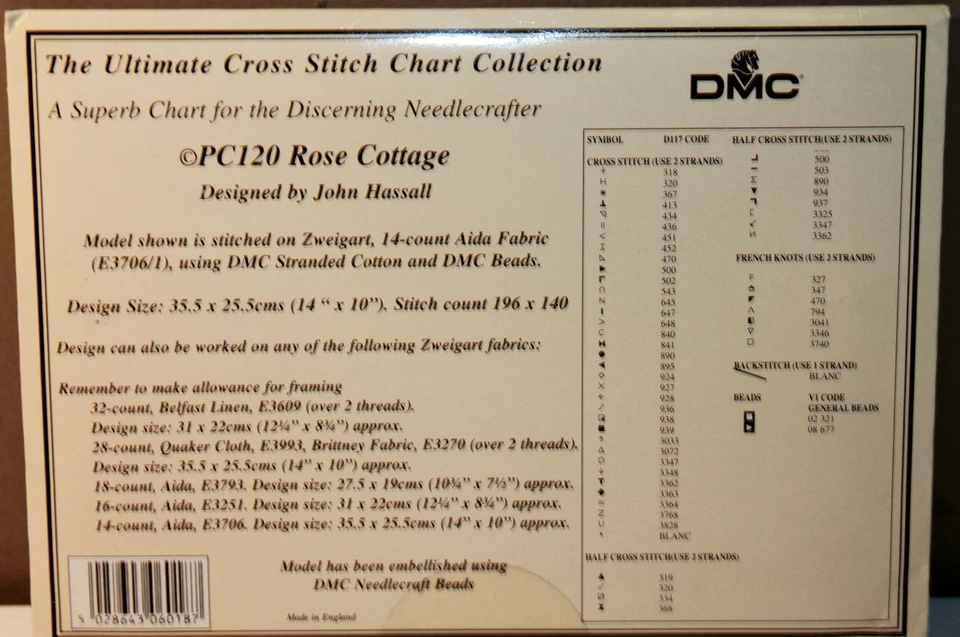 Cottage Collection Counted Cross Stitch Chart PC120 Rose Cottage John Hassall - Image 2 of 2