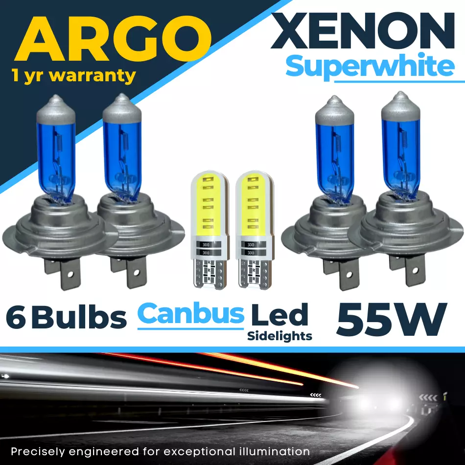 H7 Super White 55w Xenon Headlight Bulbs 501 499 Upgrade Set 477