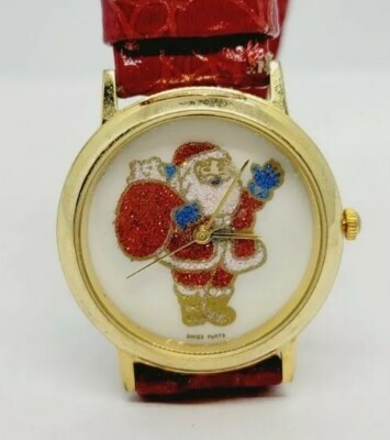 CHRISTMAS SANTA RED Watch Adjustable Leather Band New Battery