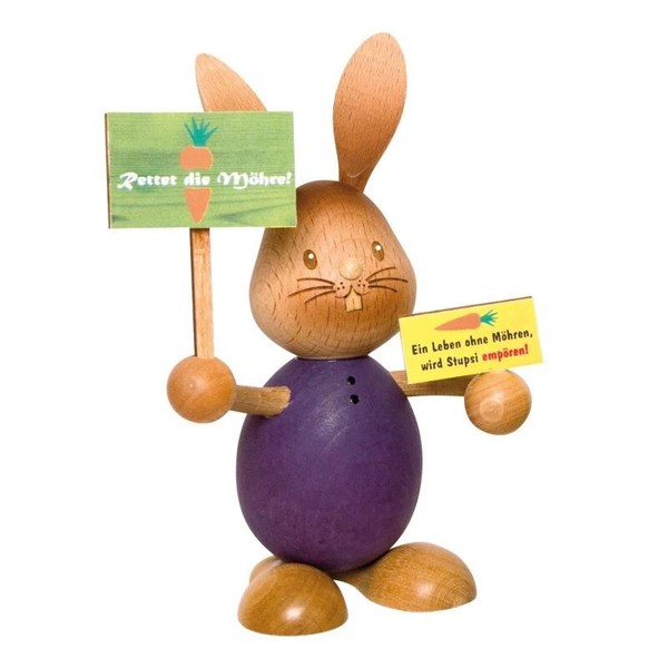 Stupsi Hase Demonstrant Osterhase Holz Echt Erzgebirge Kuhnert Original-image