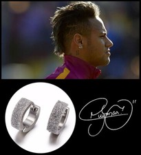 Men’s/Boy’s: Neymar, Wide 8mm 18ct White Gold Plated Frosted Zirconia Earrings