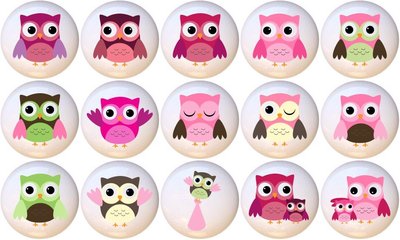 Set of 15 Baby Girl Owls by PP CERAMIC Drawer Pulls Dresser Drawer Cabinet  Knobs | eBay