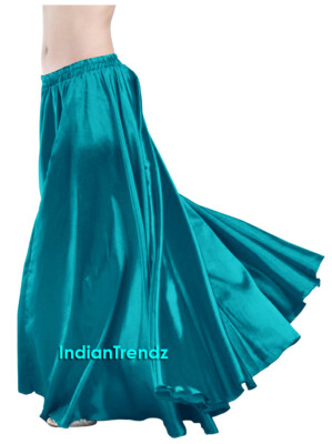 Teal Satin Skirt 360 Full Circle Long Swing Belly Dance Costumes