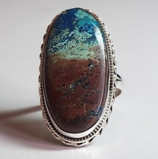 AZURITE NATURAL GEMSTONE RING 925 STERLING SILVER HANDMADE JEWELRY RING 3 TO 12