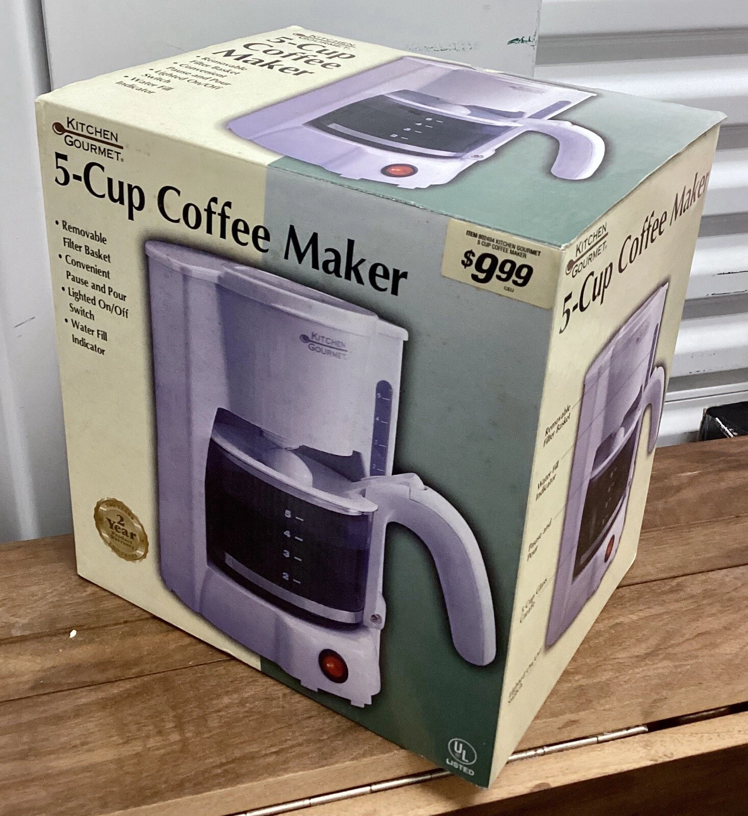 VINTAGE KITCHEN GOURMET, 5 CUP COFFEE MAKER W/REMOVABLE FILTER BASKET (GB)