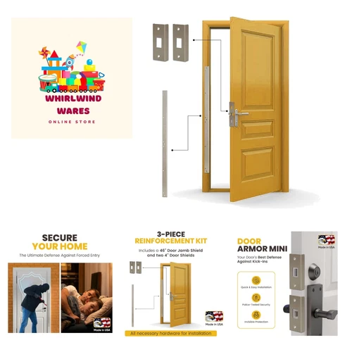 Door Armor Mini - 3-Piece Door Security Kit, , Door Kick-in Prevention Guaran...