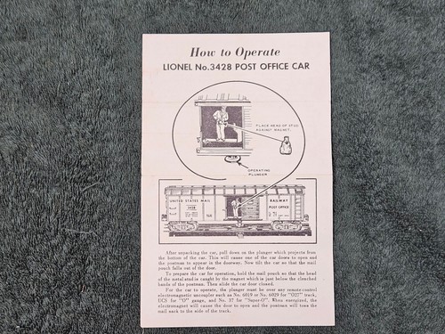 LIONEL # 3428 POSTWAGEN ANLEITUNG ORIGINAL | Zustand: Used