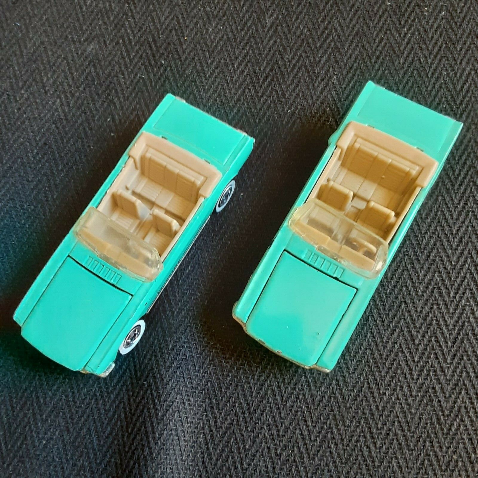 (lot 2) Vintage Hot Wheels Mustang Turquoise Convertible Mattel