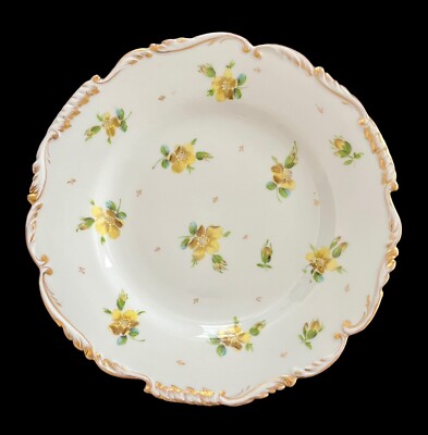 Antique Richard Klemm Dresden Porcelain Hand Painted Plate 8.5  Yellow Flowers