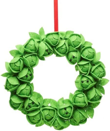 Sass & Belle Felt Brussels Sprout Novelty Christmas Wreath Hanging Decoration