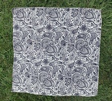 English Indigo Paisley Bandanna 22x22in Made in USA Hav-A-Hank Single Side Print