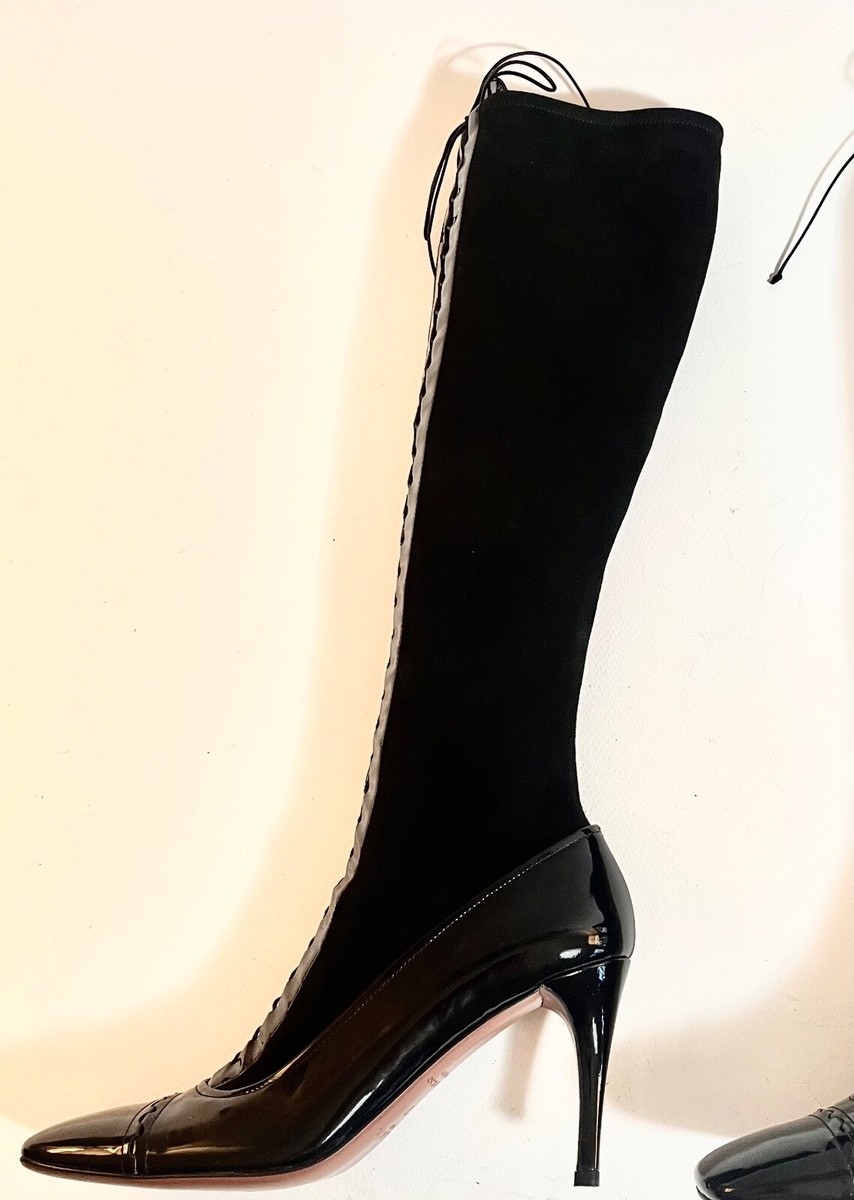 Azzedine Alaia KNEE HIGH BOOTS Lace Up heel Size EU 37 US 7 | eBay