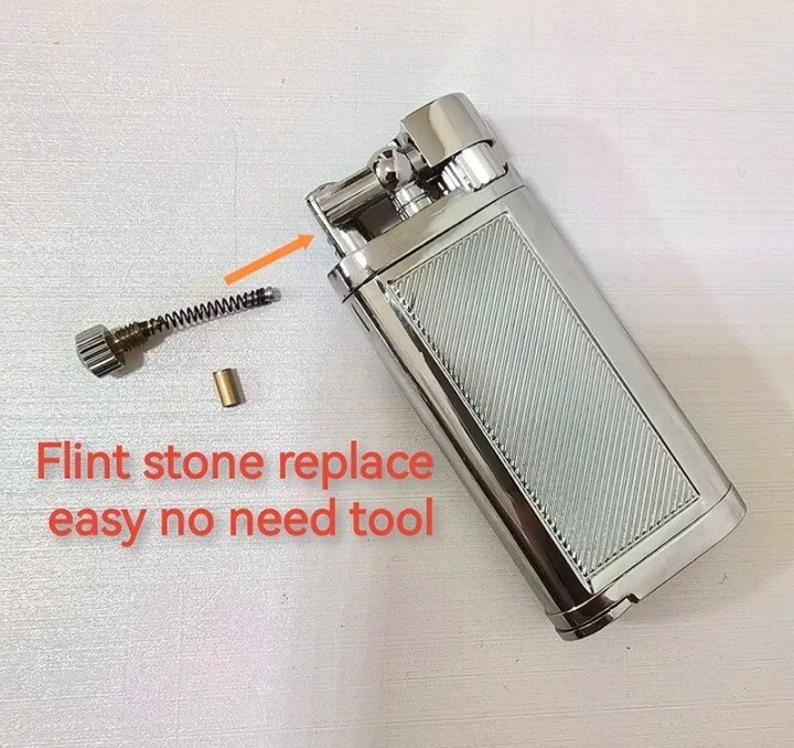 Zinc Alloy Cigar Lighter with Tobacco Pipe Tamper Butane Oblique Easy Ignition