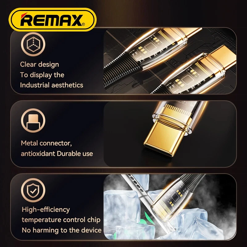 Remax 100W USB TypeC To Type C Fast Charge Data Cable Cord For iPhone 15 Pro Max - Image 4 of 4