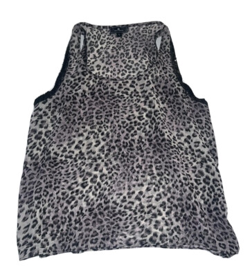Iris Basic Size L Top Sheer Length 26  Sequin Poly Round Slip On #Z1