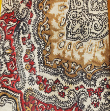 1950s 1960s  VINTAGE SKINNY TIE  CLASSIC PAISLEY  TAN  RED  54"