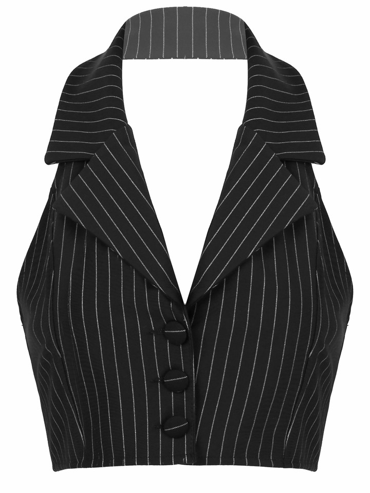 Womens Suit Vest Waistcoat Dressy Tuxedo Suit Slim Fit Halter Neck