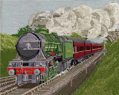 Flying Scotsman steam train counted cross stitch kit or chart 14s aida
