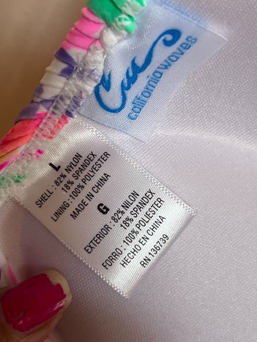 California Waves Women's Juniors Hawaii Sunsets Strap Multi Swim Bikini Top L - Picture 8 of 8