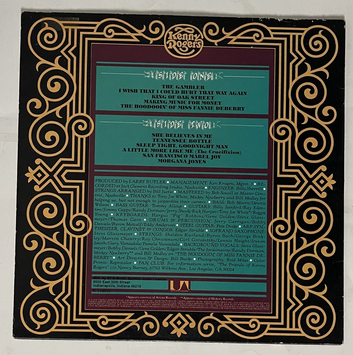 Kenny Rogers 'The Gambler' • 12” Vintage Vinyl LP Album UA-LA934-H