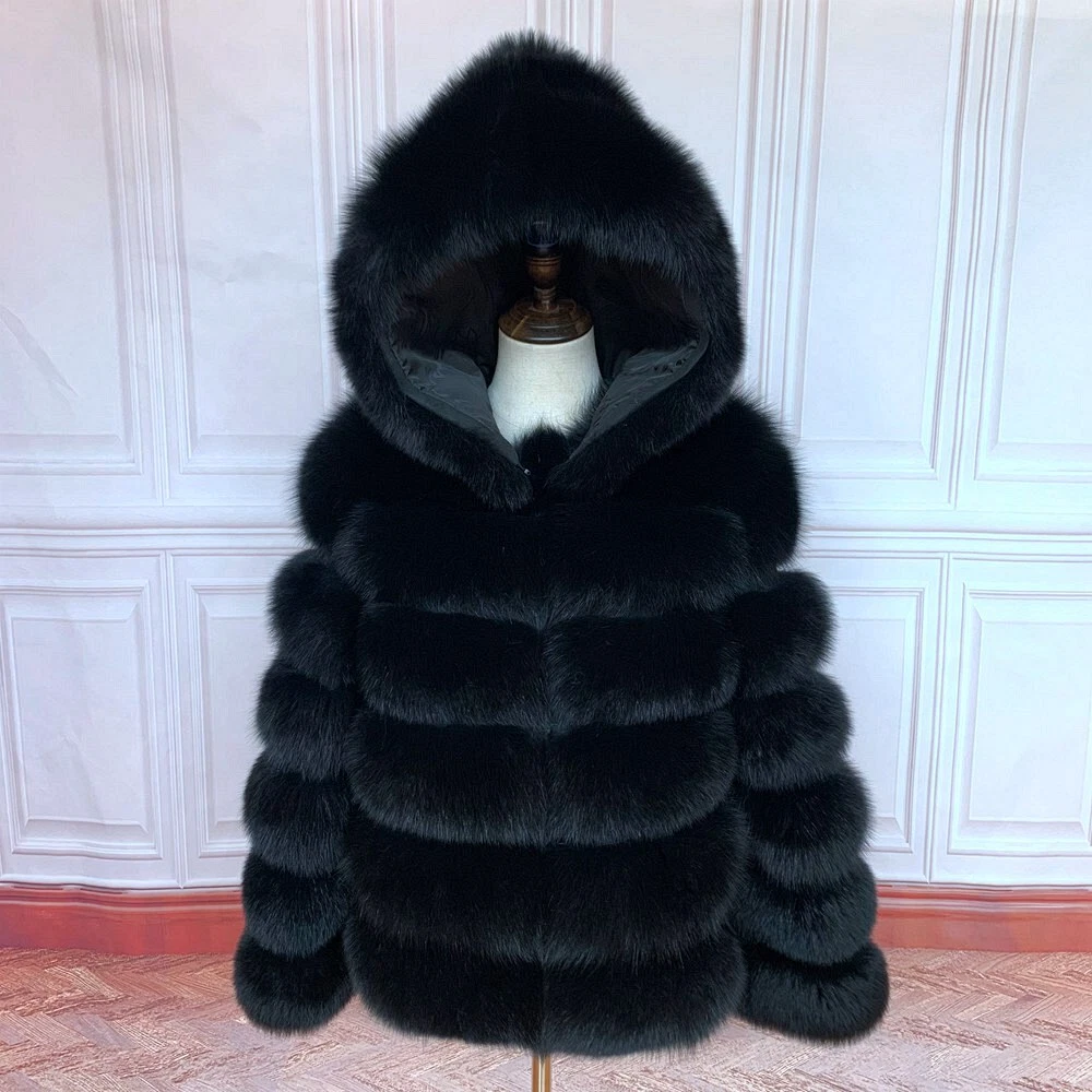 Donna Pelliccia di Volpe Vera Giacca Di Pelliccia Vera Cappotto