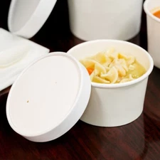 8OZ Disposable White Paper Soup Containers with Paper Lids