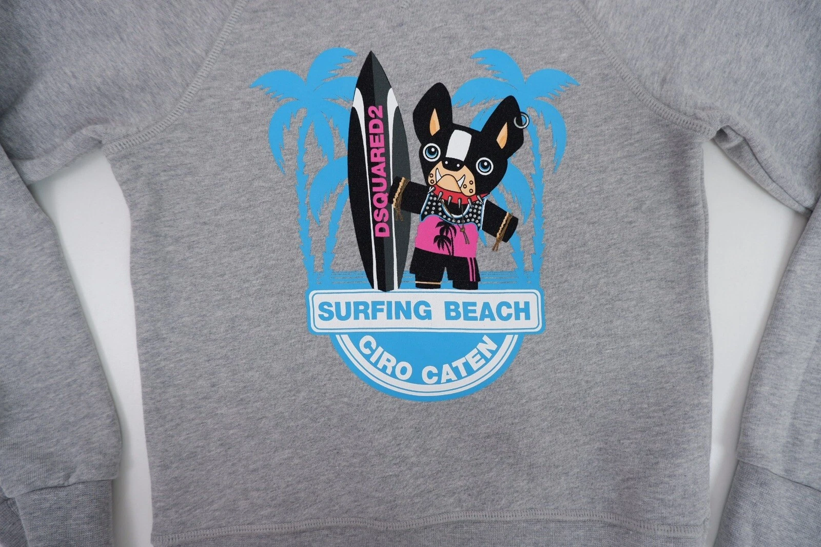 Felpa Maglione Dsquared2 Ds2 Ragazzo Età 8 Anni Stampata Grigia Manica Lunga