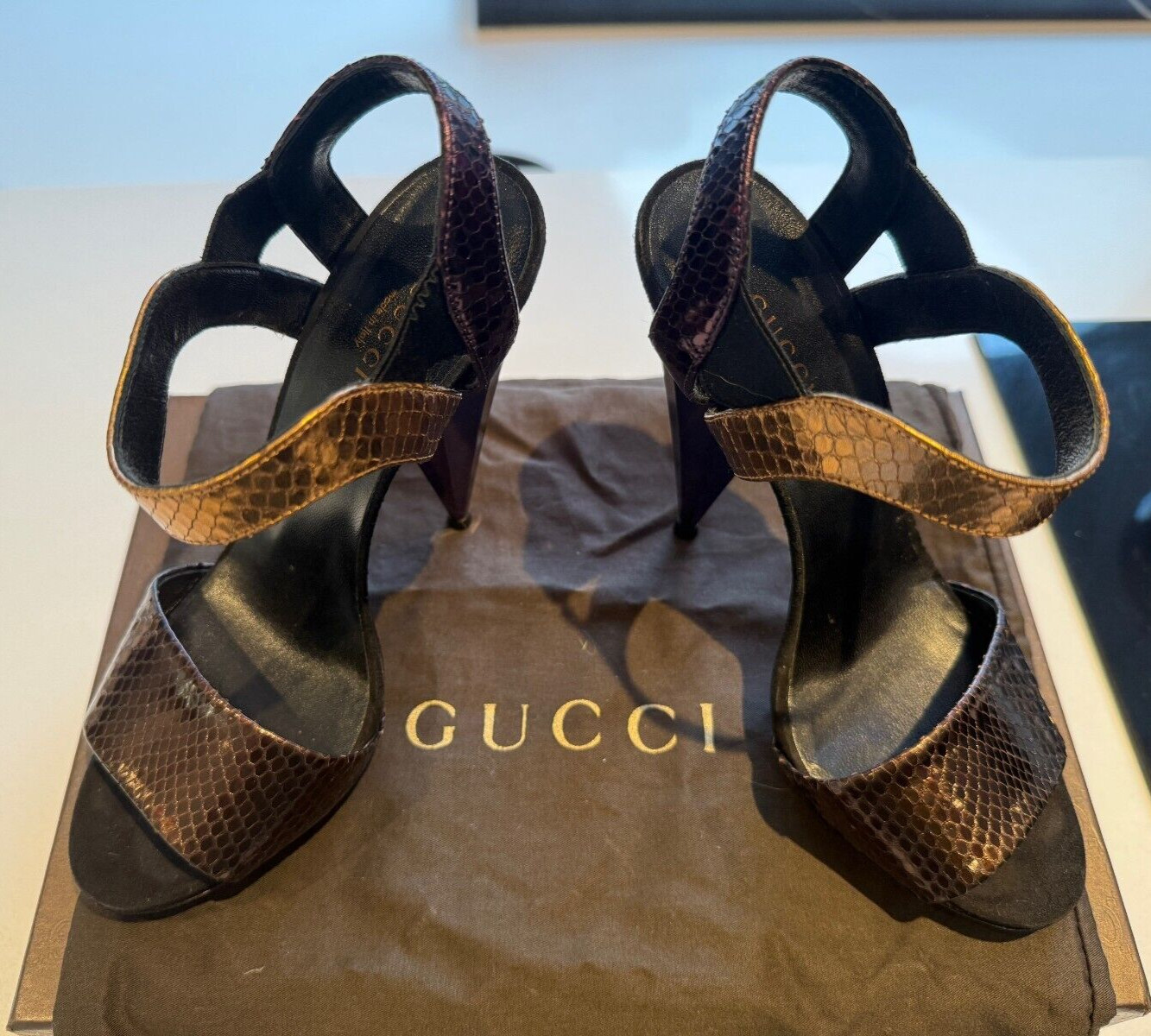 Authentic Gucci Python-Print Runway Sandals – Siz… - image 6