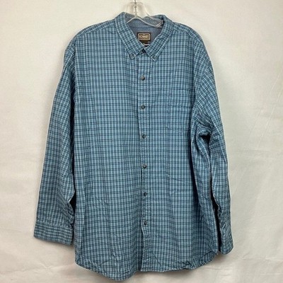 C.E. Schmidt Workwear Men's Size 2XT Checkered Button-Down Shirt Blue Navy White