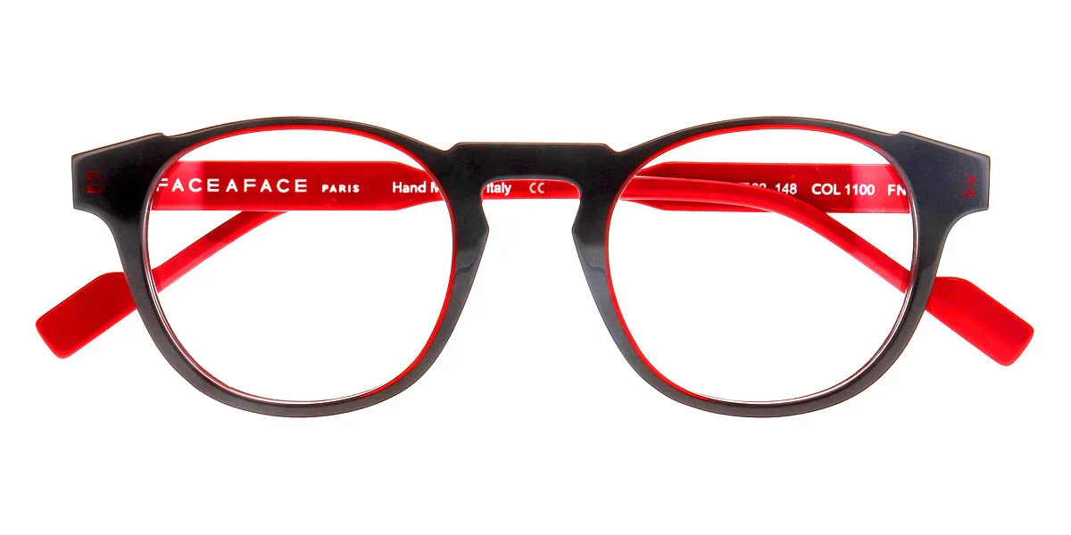 Lunettes de vue rondes Face à Face Gotham 1 noires et rouges en acétate haut de gamme